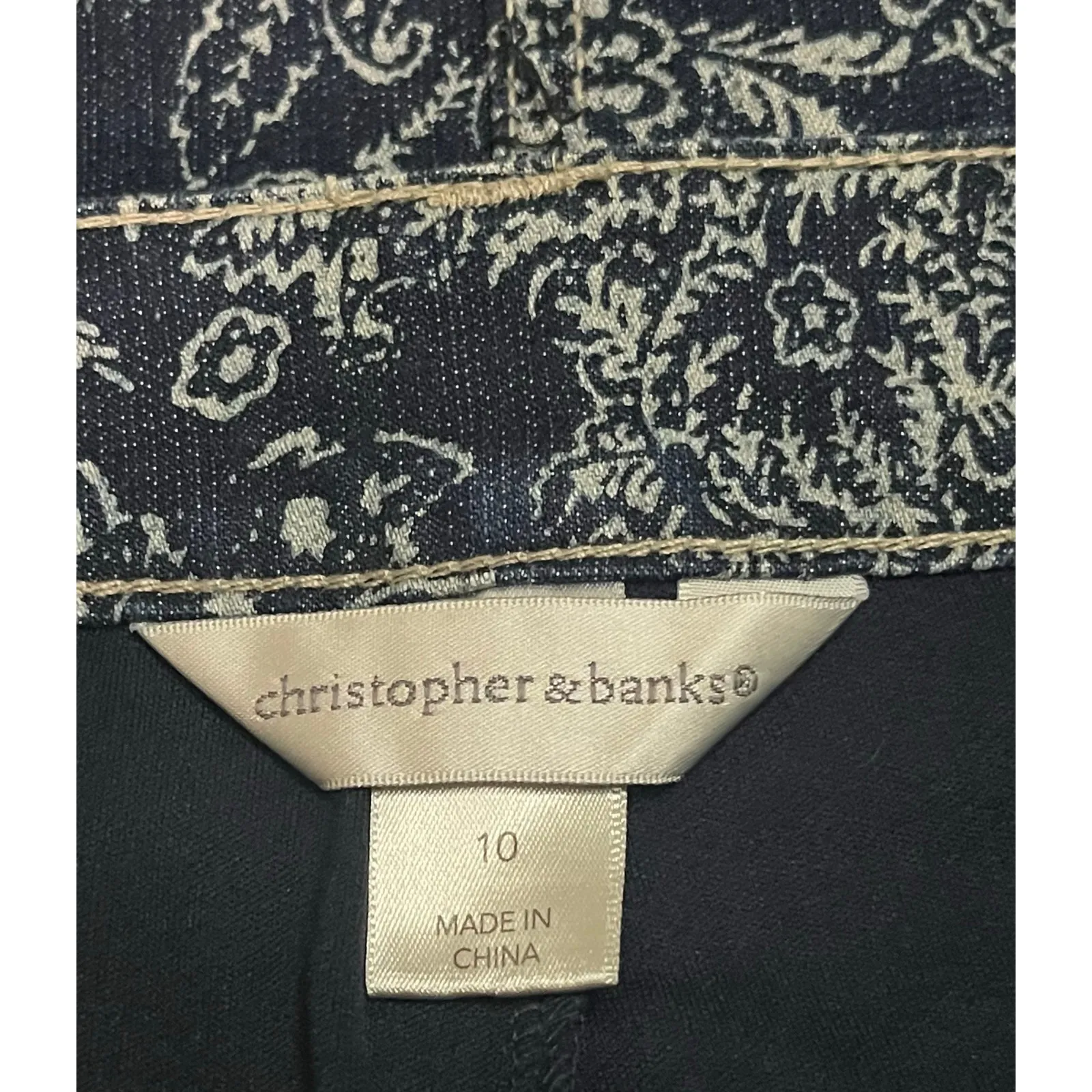 Christopher & Banks Denim Paisley Shirt with Built in Shorts - Image 2