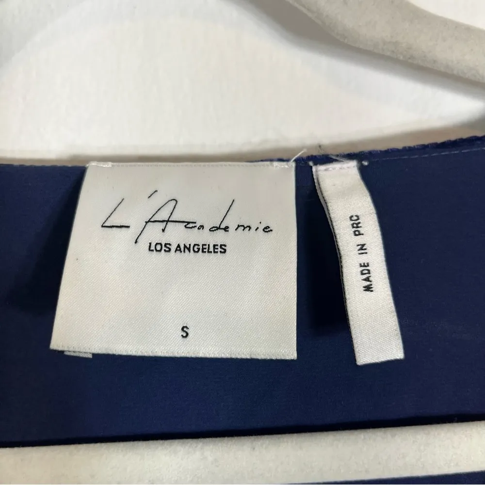 L’Academie Dark Blue Velvet Blouse Surplice Top Small - Image 3