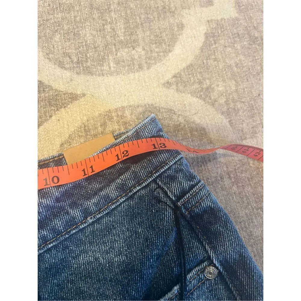 NWT organic blue denim jean shorts vintage fit size 5/27 distressed cut off Blue - Image 6
