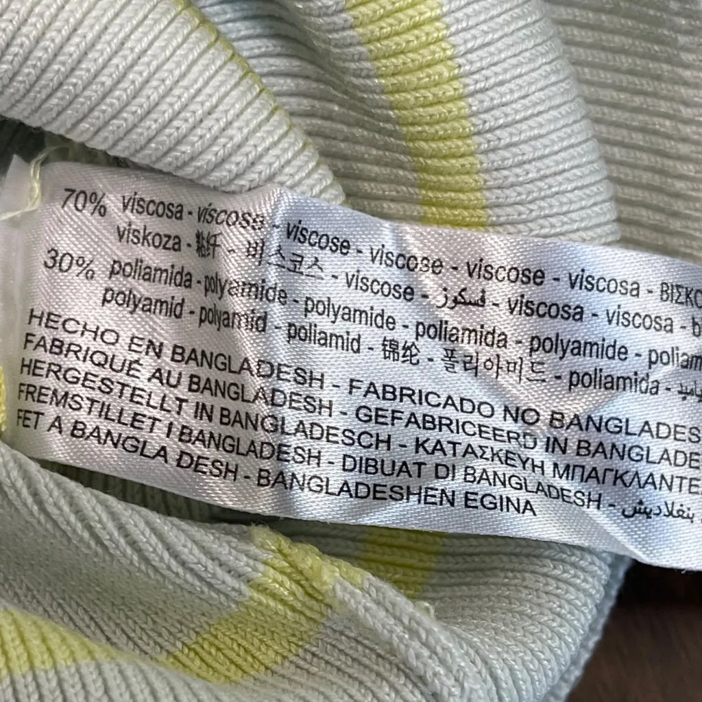 Zara Scoop Back Crop Top Women's Size Small Ribbed Pastel Striped Viscose Green - Image 7