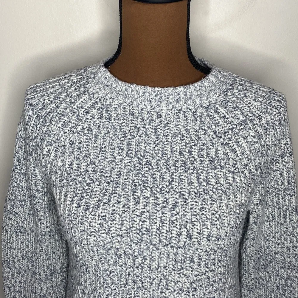 Gap lofty chainette navy marl yarn chubby knit Crewneck sweater size XS - Image 5