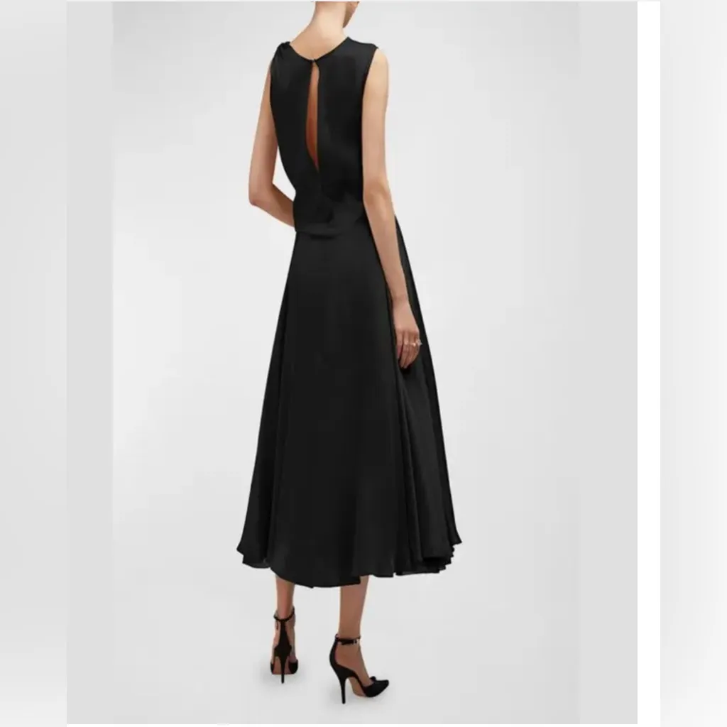 NEW CARESTE Sadie Twisted Sleeveless Silk Midi Dress 12 Black - Image 4