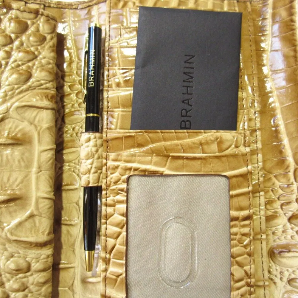 Brahmin NWT  Soft Checkbook Wallet in Chino Melbourne Croc-embossed Leather - Image 5