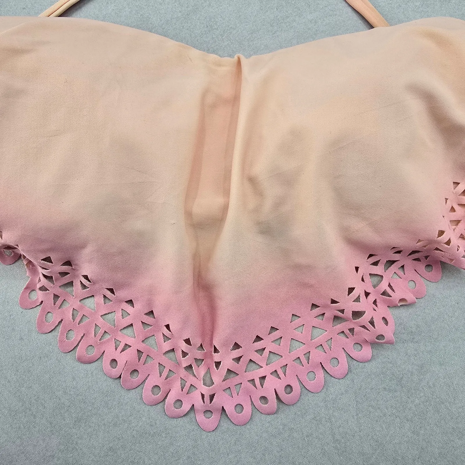 Orange Pink Ombre Cutout Tie Padded Beach Bikini Bralette Swim Top S Small - Image 3