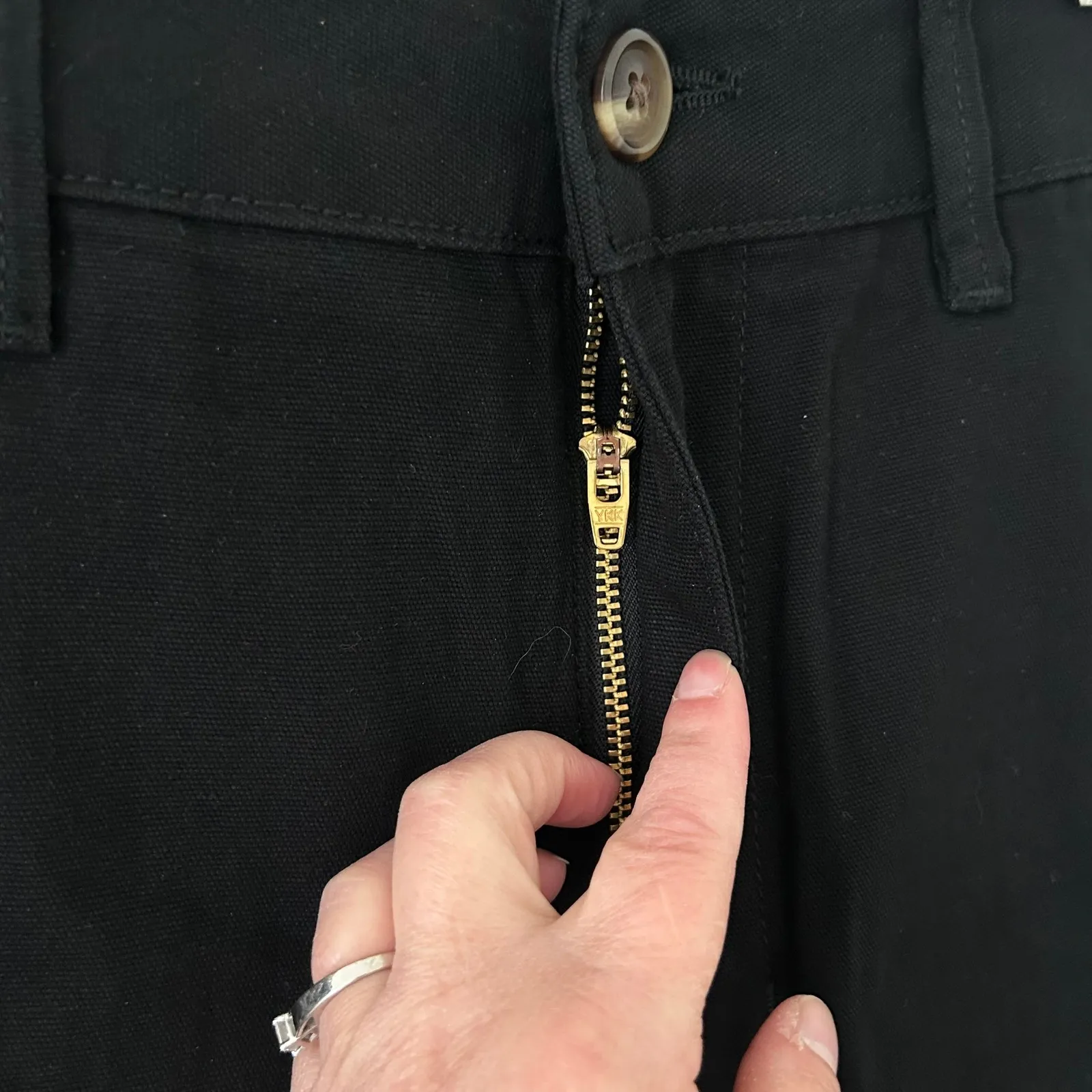 American Giant Women's Black High Rise Wide Leg Patch Pocket Pants 6 NWOT - Image 4