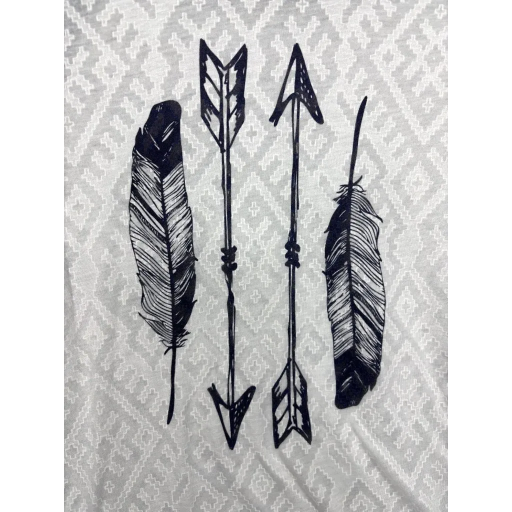 Ariat Womens XL Long‎ Sleeve Raglan Tee Boho Feather & Arrow Graphic - Image 3