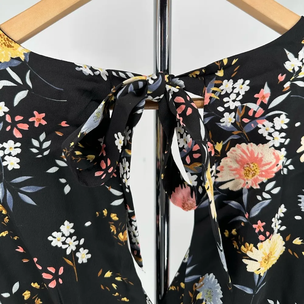 FRNCH The Amaria Floral Dress in Black Floral size Small Short Puff Sleeves NWT - Image 11