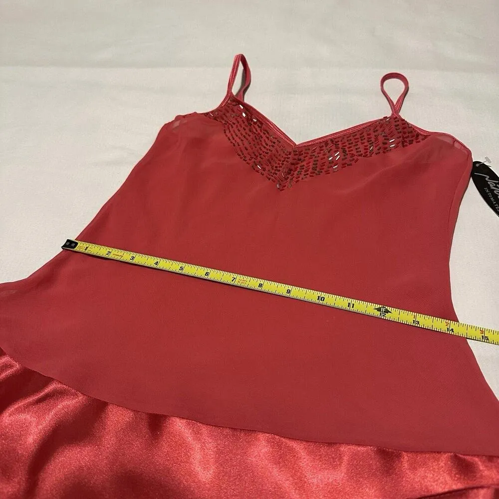 Native Intimates Beaded Neck Pink Lingerie Slip Dress Nightie Y2K Style NWT - Image 4