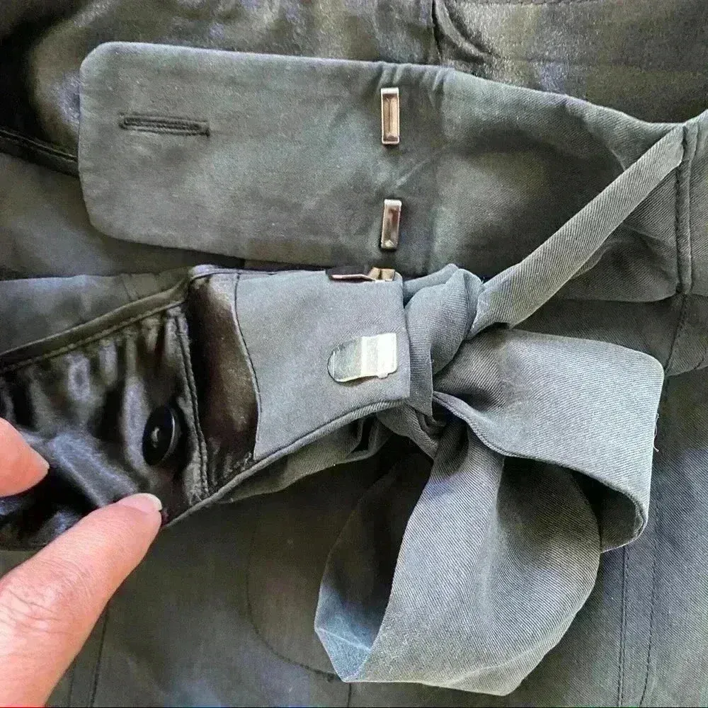 Tahari Black Modal Blend‎ Wide Leg Dress Pant with Waist Front Tie Sz 2 - Image 8