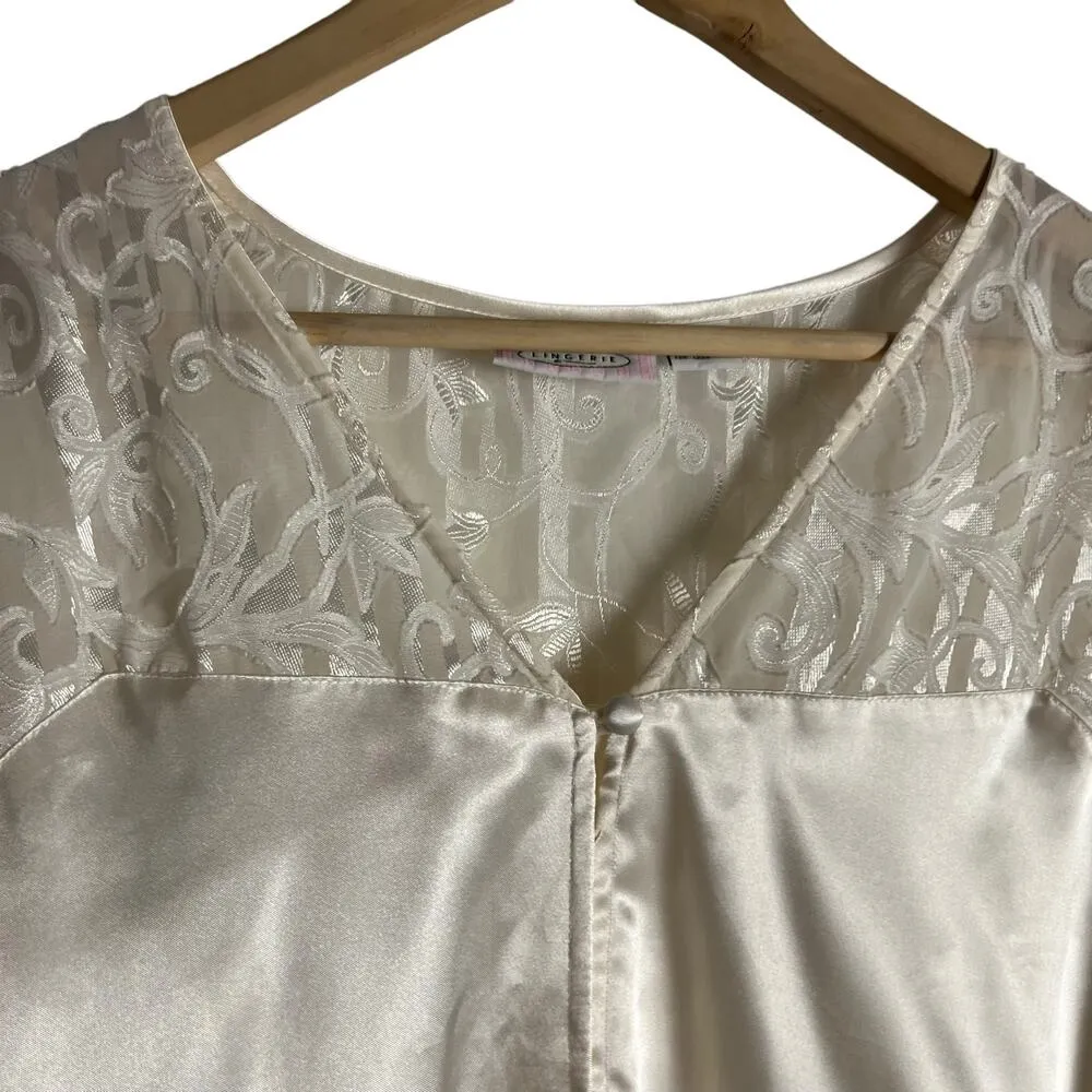 Best United Garment Co Lingerie Vintage Cream Satin Lace Sleep Shirt Size 1X/2X - Image 2
