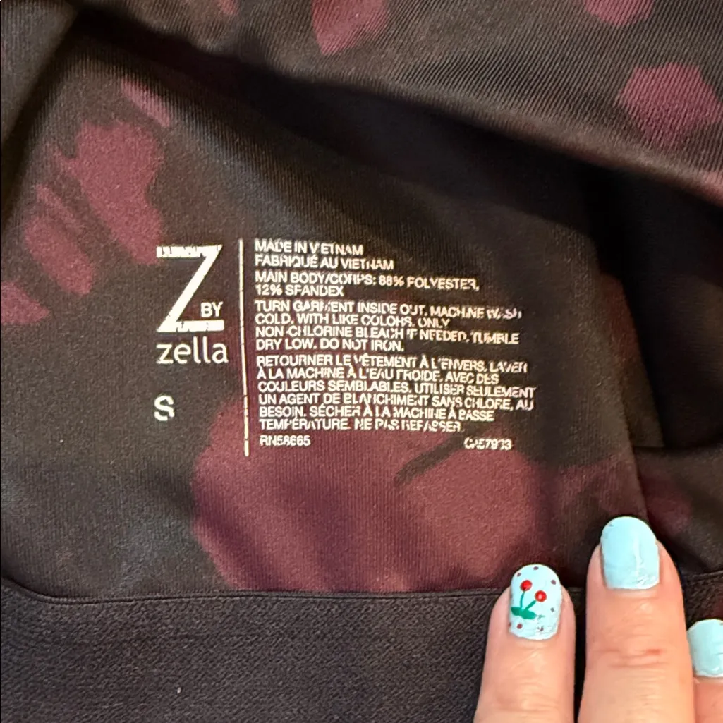 Zella Black and Purple Patterned Sports Bra small - Image 3