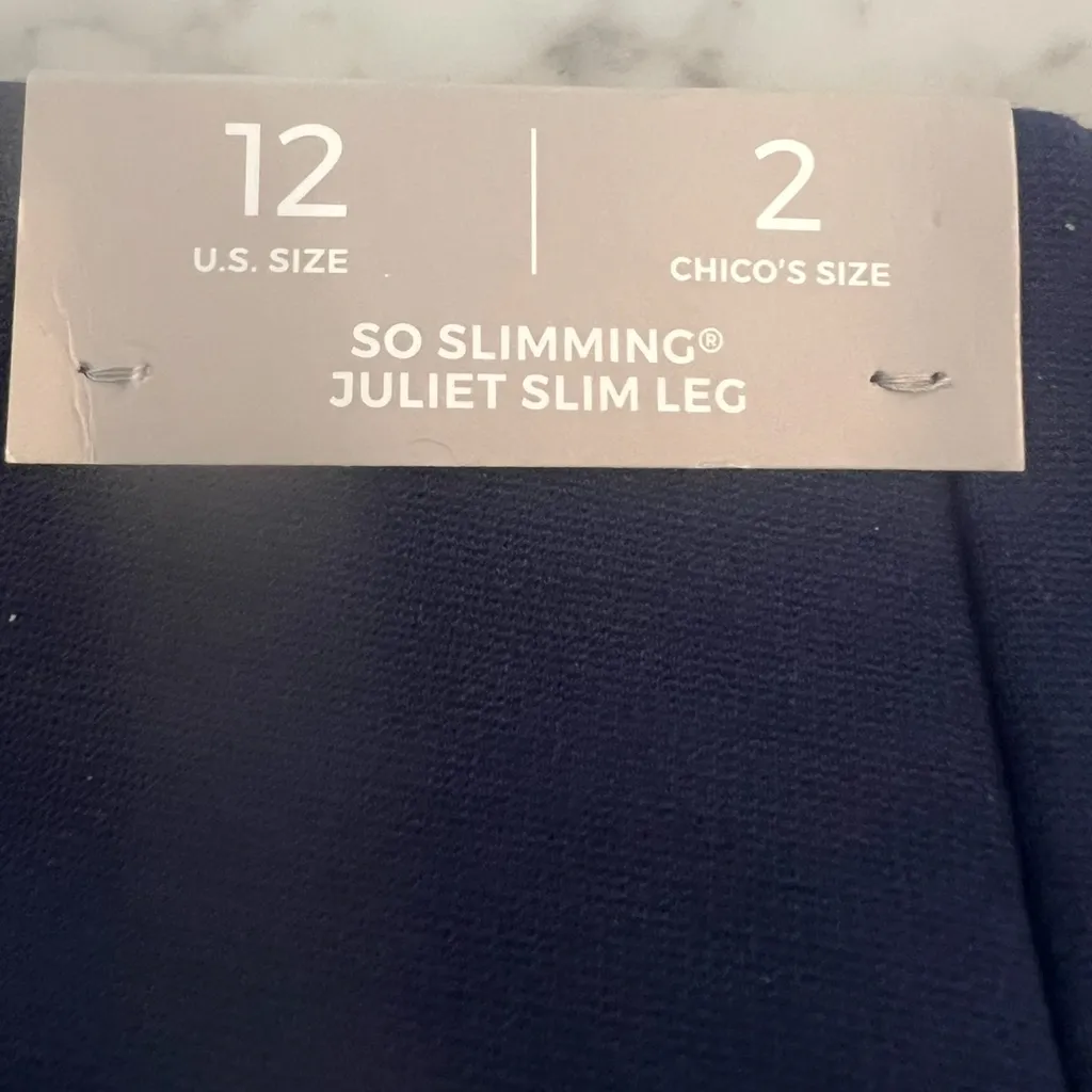 Chico’s So Slimming Juliet Ankle Stretch Pant Midnight Blue Size Large 2R New - Image 5