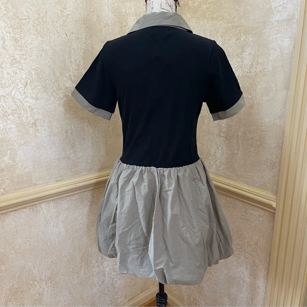 Say What NYC Cotton Black and Khaki Green mini Dress Bubble skirt Sz XL - Image 6