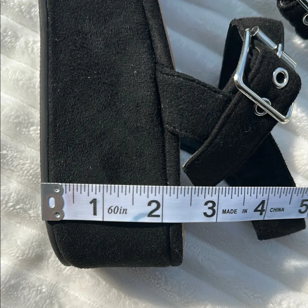 ASOS Black Suede Sandals with Wide Strap and Cushioned Sole - Image 10