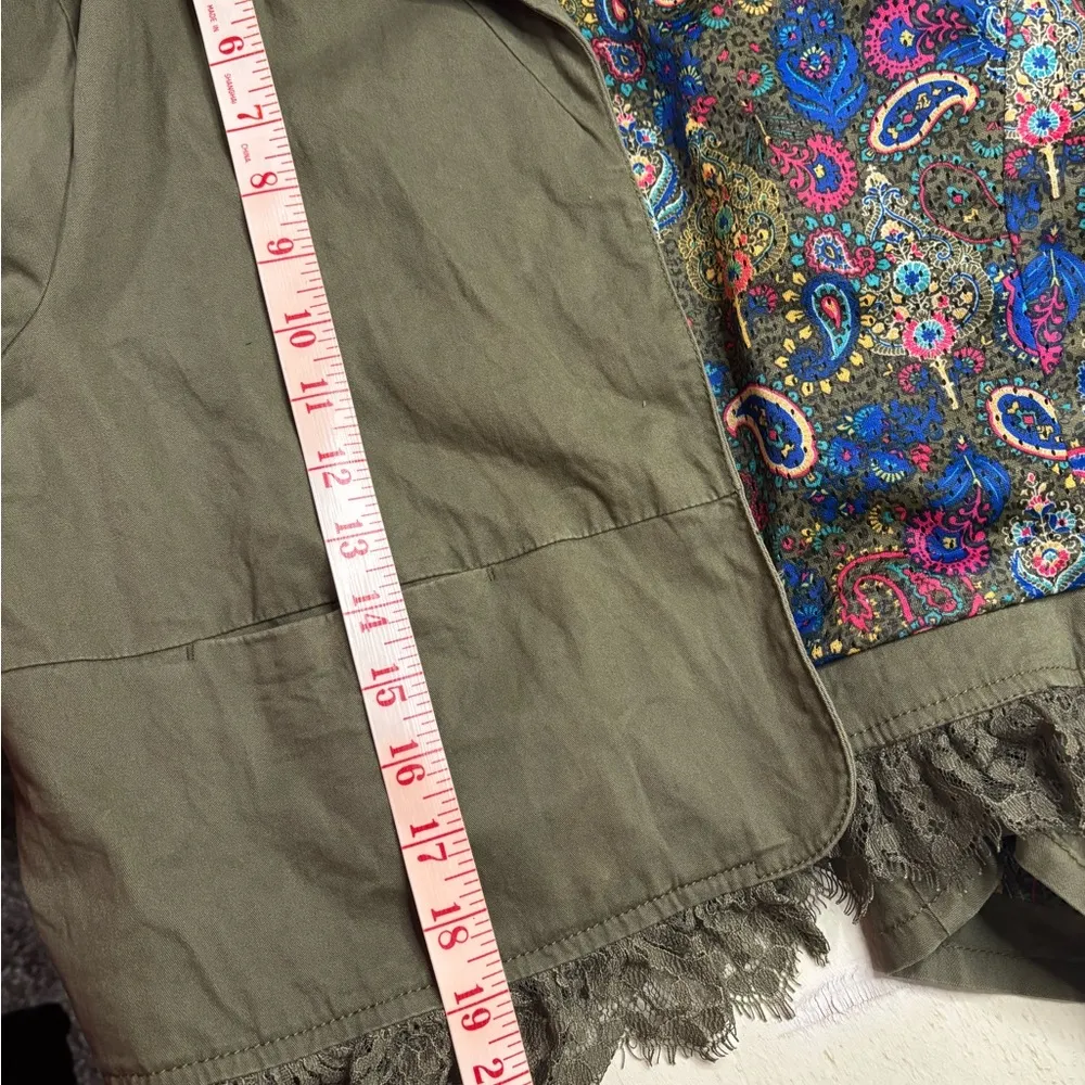 Vera Wang Princess Blazer Style Short Jacket Size XL Green Open Front Pockets - Image 4