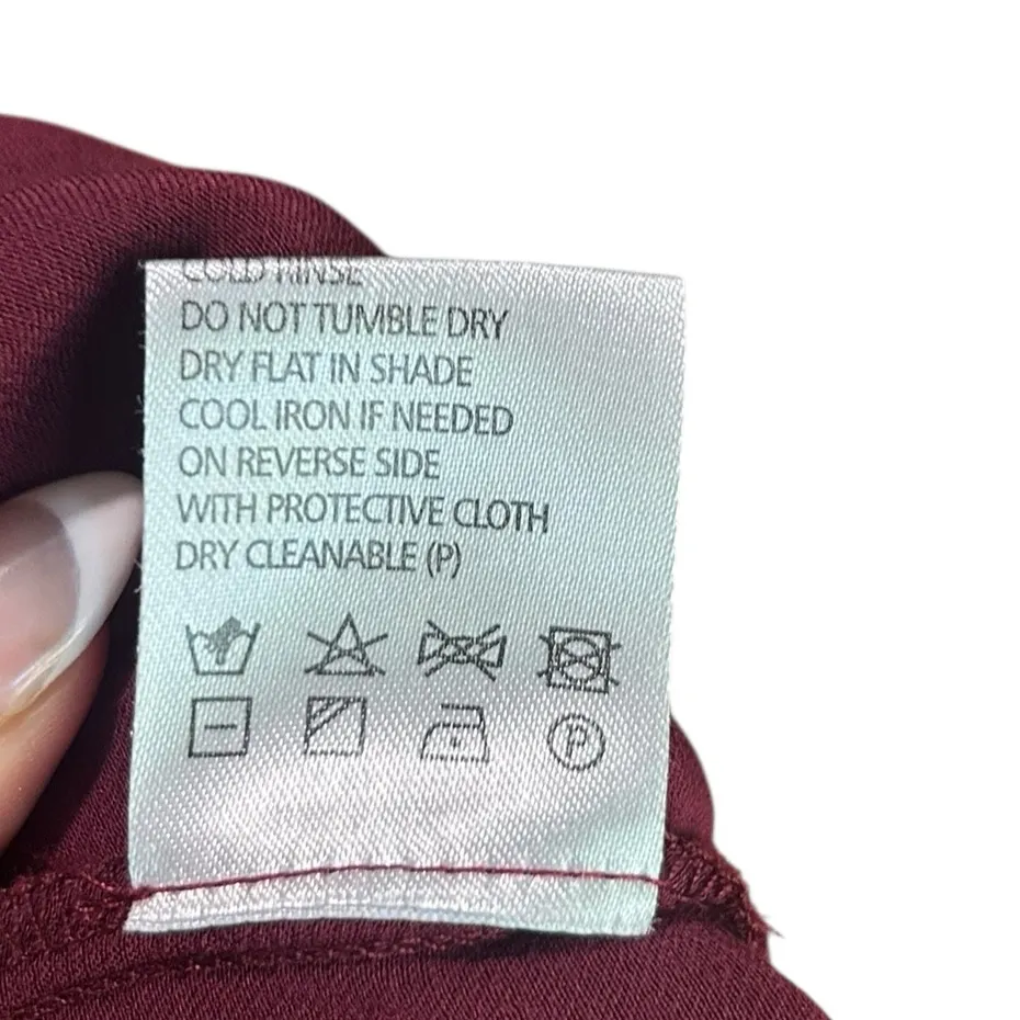 Shona Joy Burgundy Satin Wrap Maxi Dress Side Slit V Neck Size 6 - Image 8