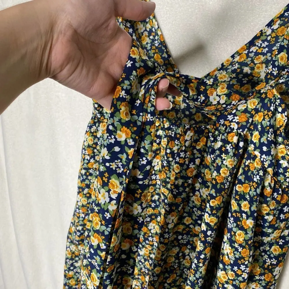 SHEIN Ruffle Open Tie Back Allover Floral Sleeveless Mini Dress Small A-Line - Image 8