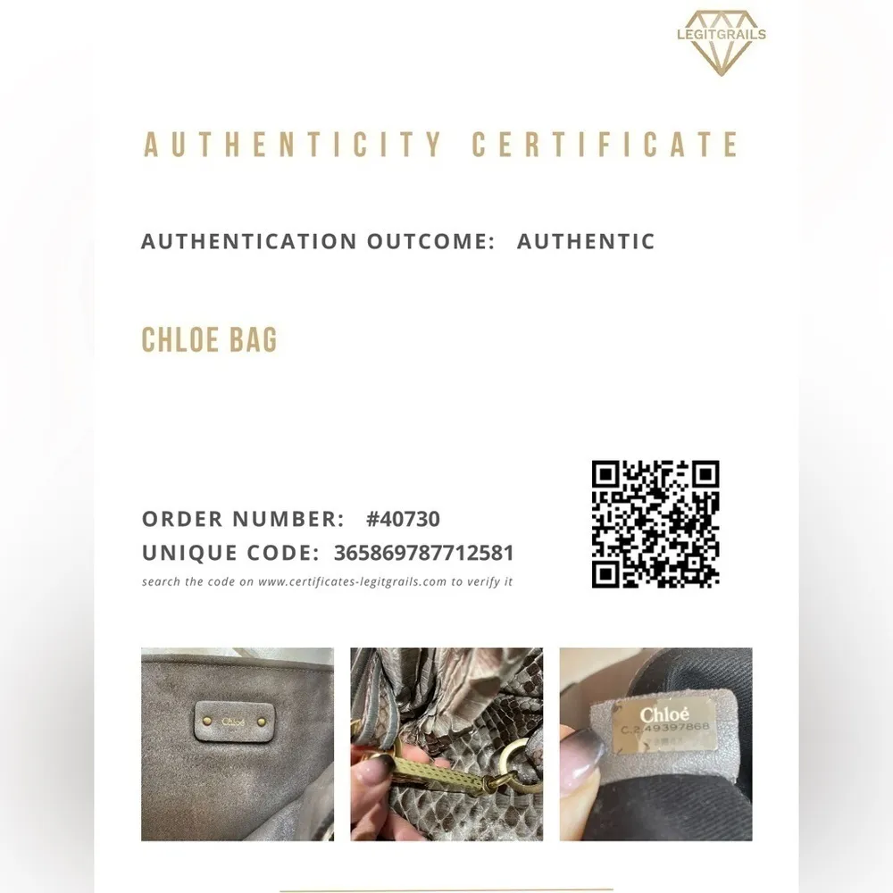 Chloe - Joan Bucket Bag Taupe Python Leather AUTHENTIC Rare 2000 Vintage - Image 2