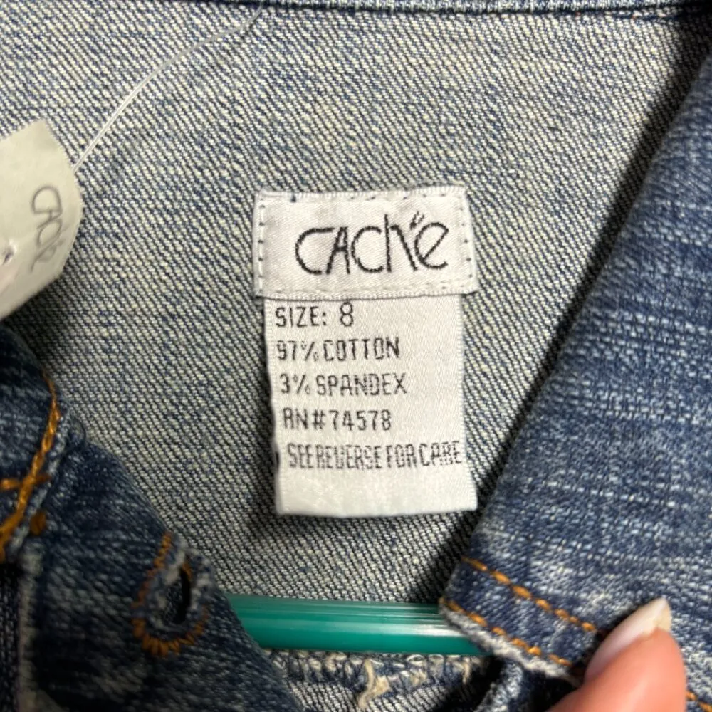 Cache Denim Large Rhinestones on Front Pockets Top Jacket Stretch New $148 NWT - Image 8