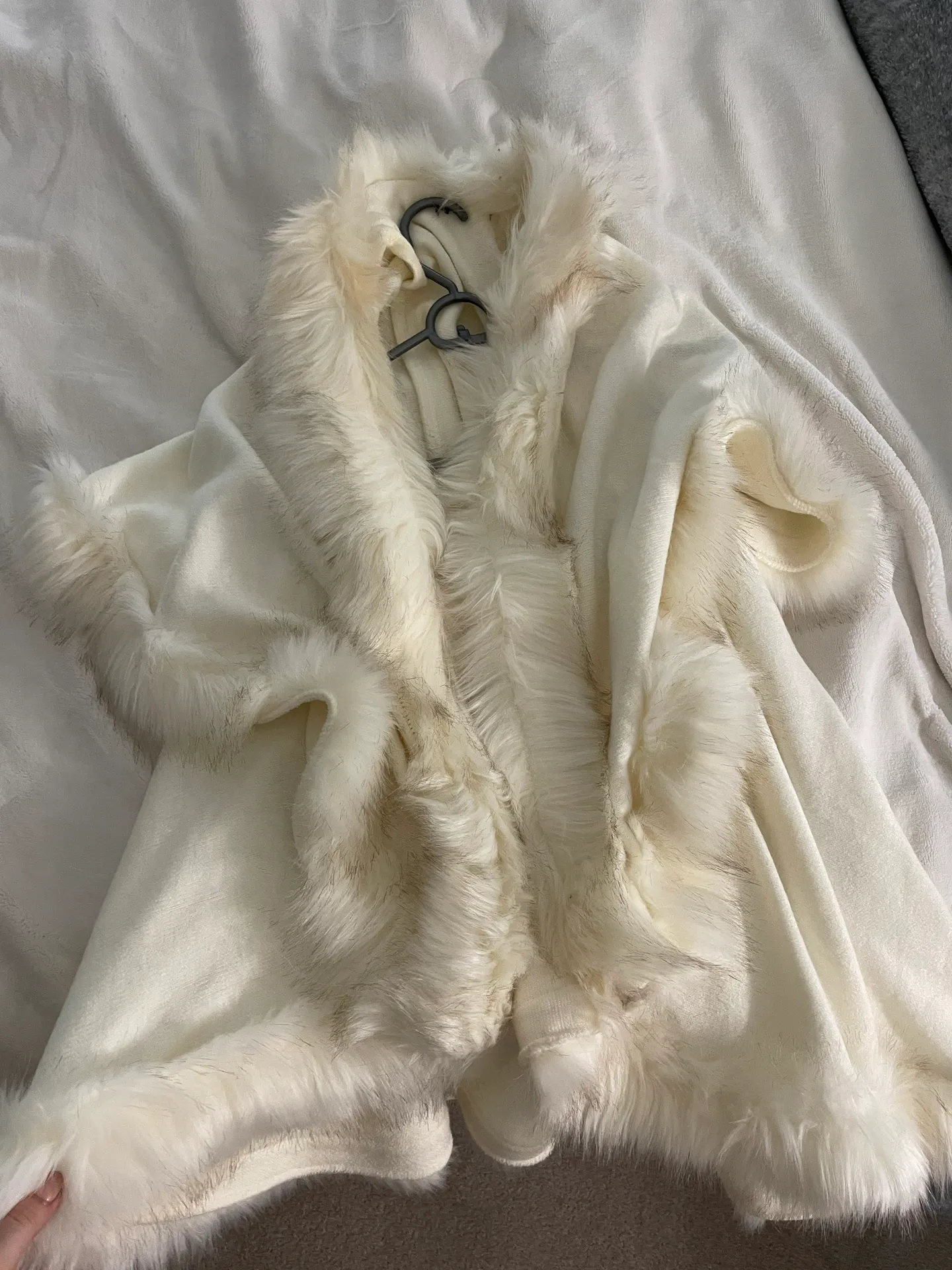 White Faux Fur Coat Size M - Image 2