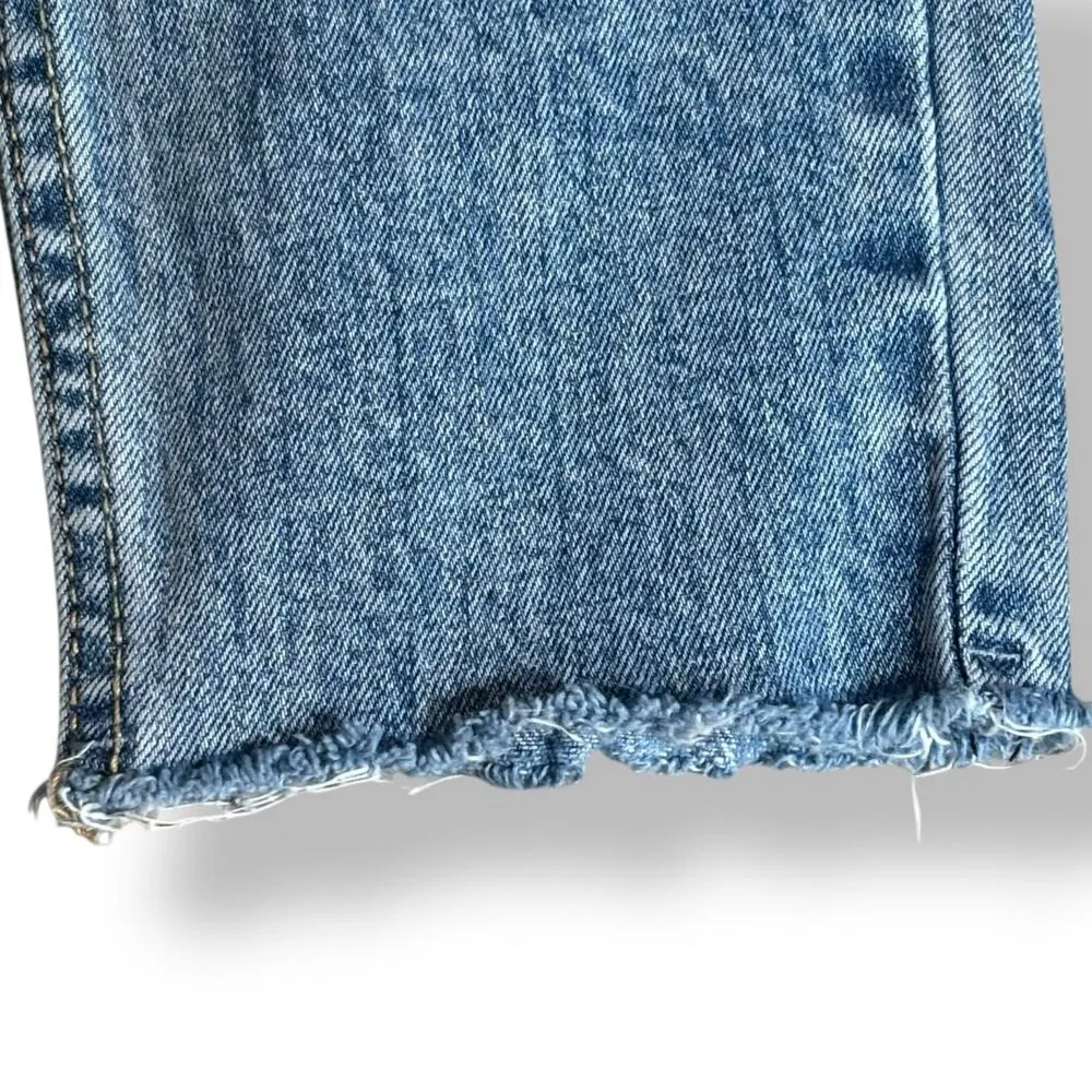 PacSun Vintage Icon Distressed Skinny Jeans Light Wash Raw Hem 23 Inch Waist Blue - Image 7