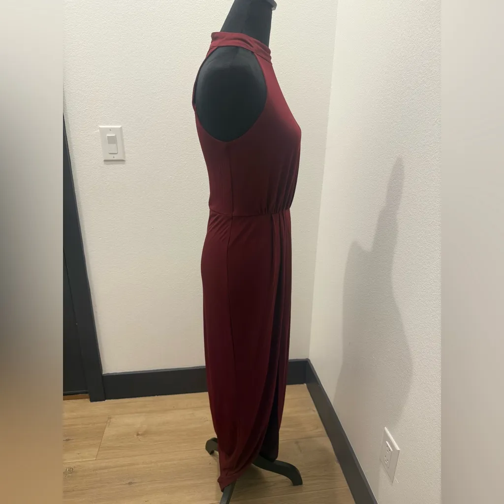 Venus Small Burgundy High Neck Sleeveless Maxi Dress - Image 4