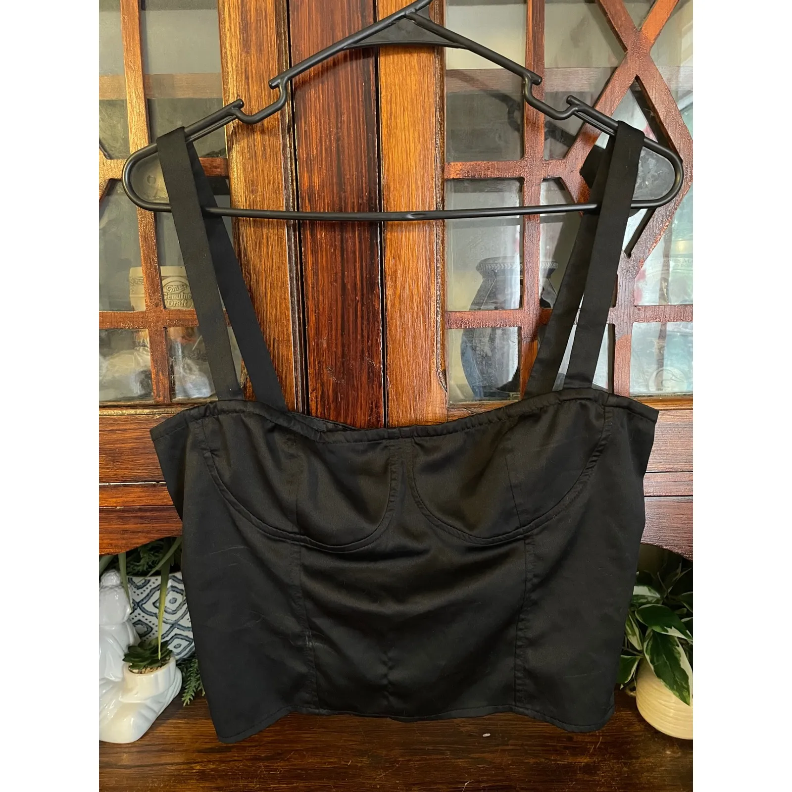 Danielle Bernstein Black Bustier‎ Crop Top Tank Sleeveless Size 4 - Image 2