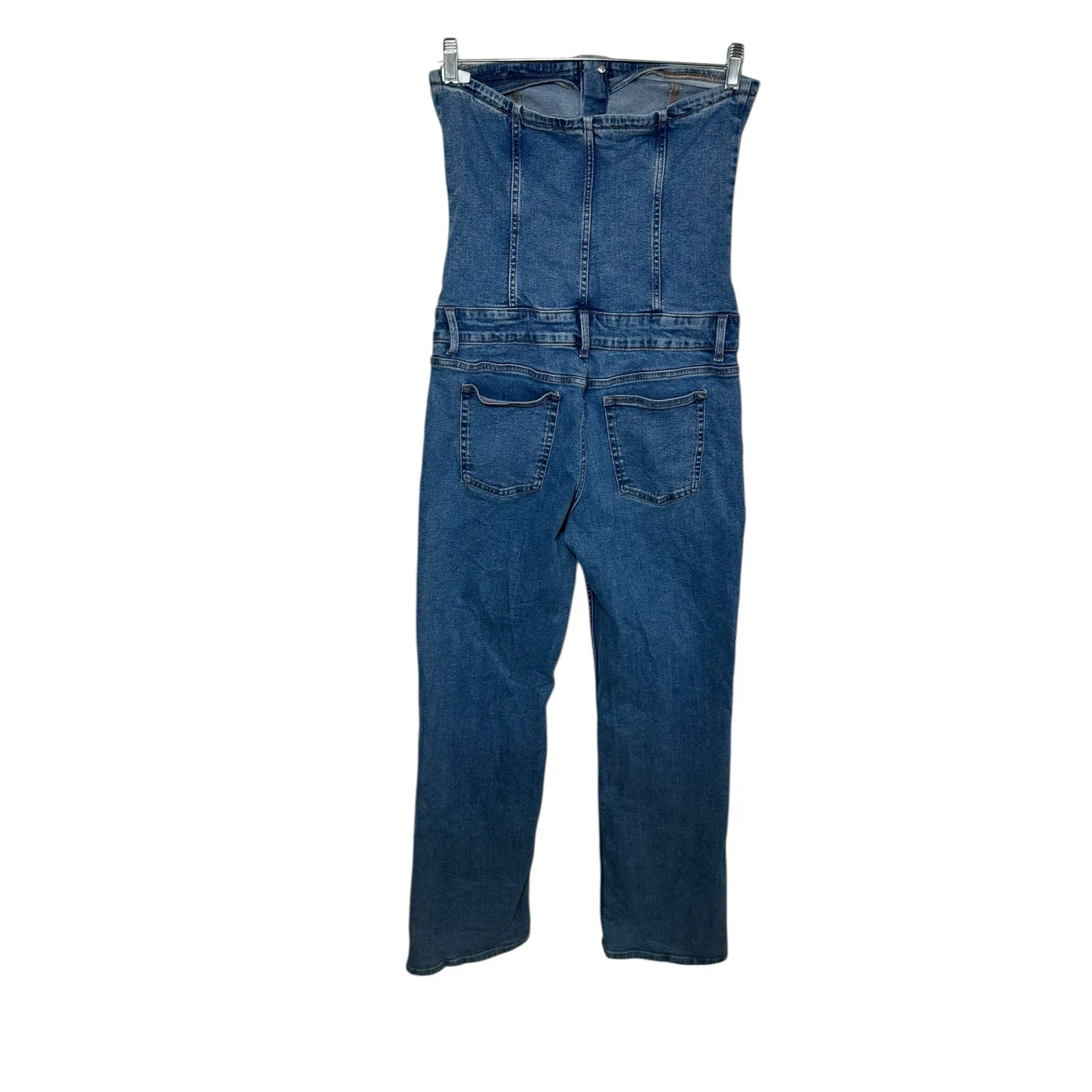 Mango Danielle strapless denim jumpsuit in blue size large - Image 5