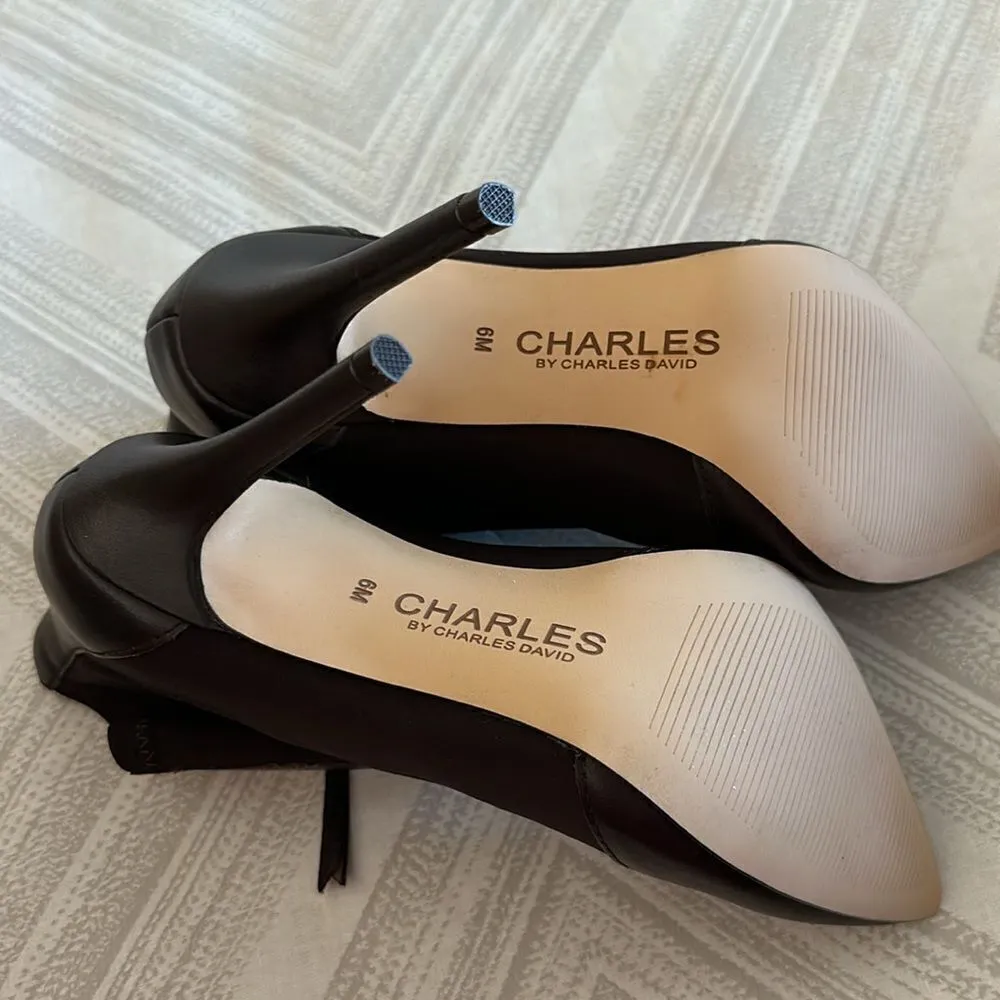 Charles By Charles David Dark Brown Ankle Boot Mixed Media Leather Front Zip - Image 6