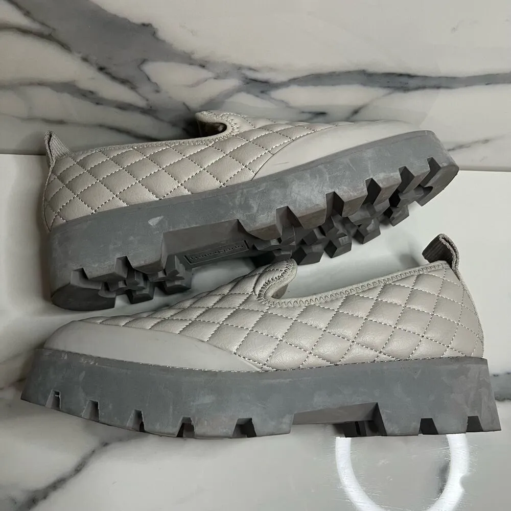 Franco Sarto | Women's Gray Quilted Faux Fur Lug Sole Bando Loafers Sz 9 - Image 7