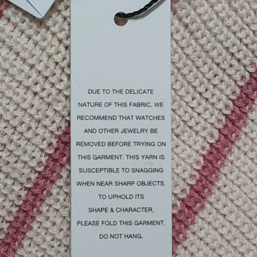 Velvet by Graham & Spencer Kierra Pullover Sweater Ecru Pink Striped Knit XL New - Image 13