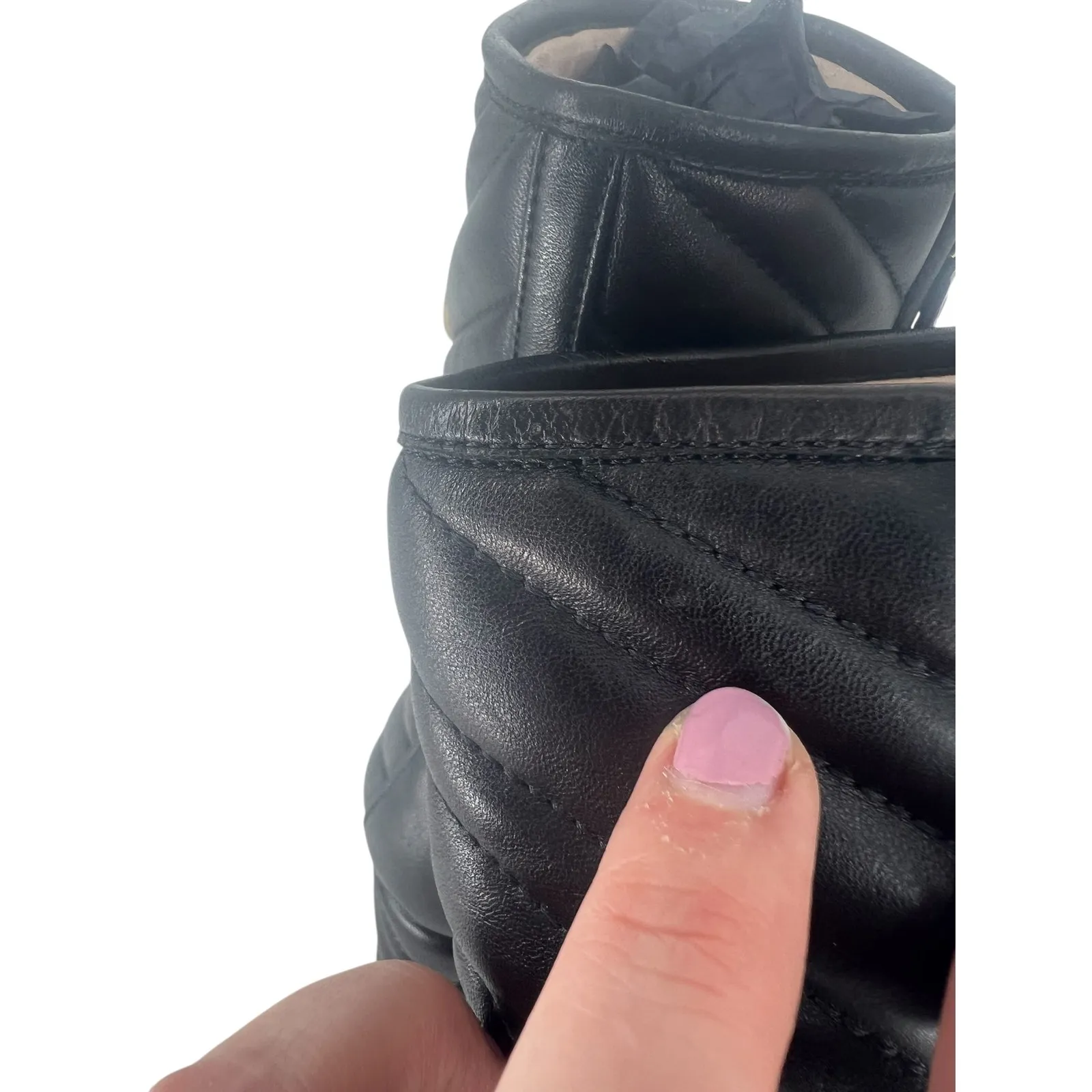 Gucci  95mm Matelasse' Leather Platform Boots in Black - Image 17