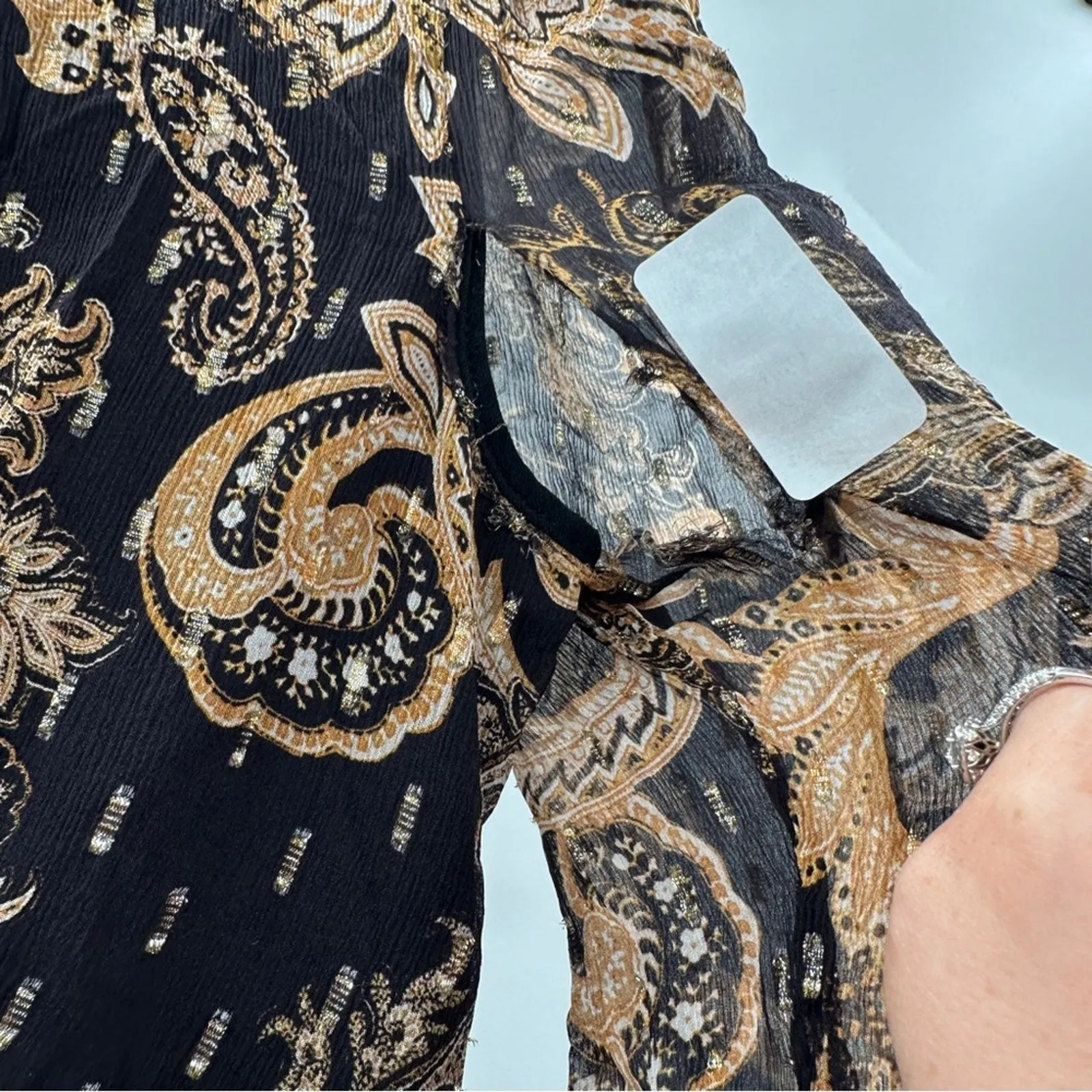 RTR Thurley Faithful Corset Black & Gold Paisley Print‎ Long Sleeve Romper Sz 6 - Image 10