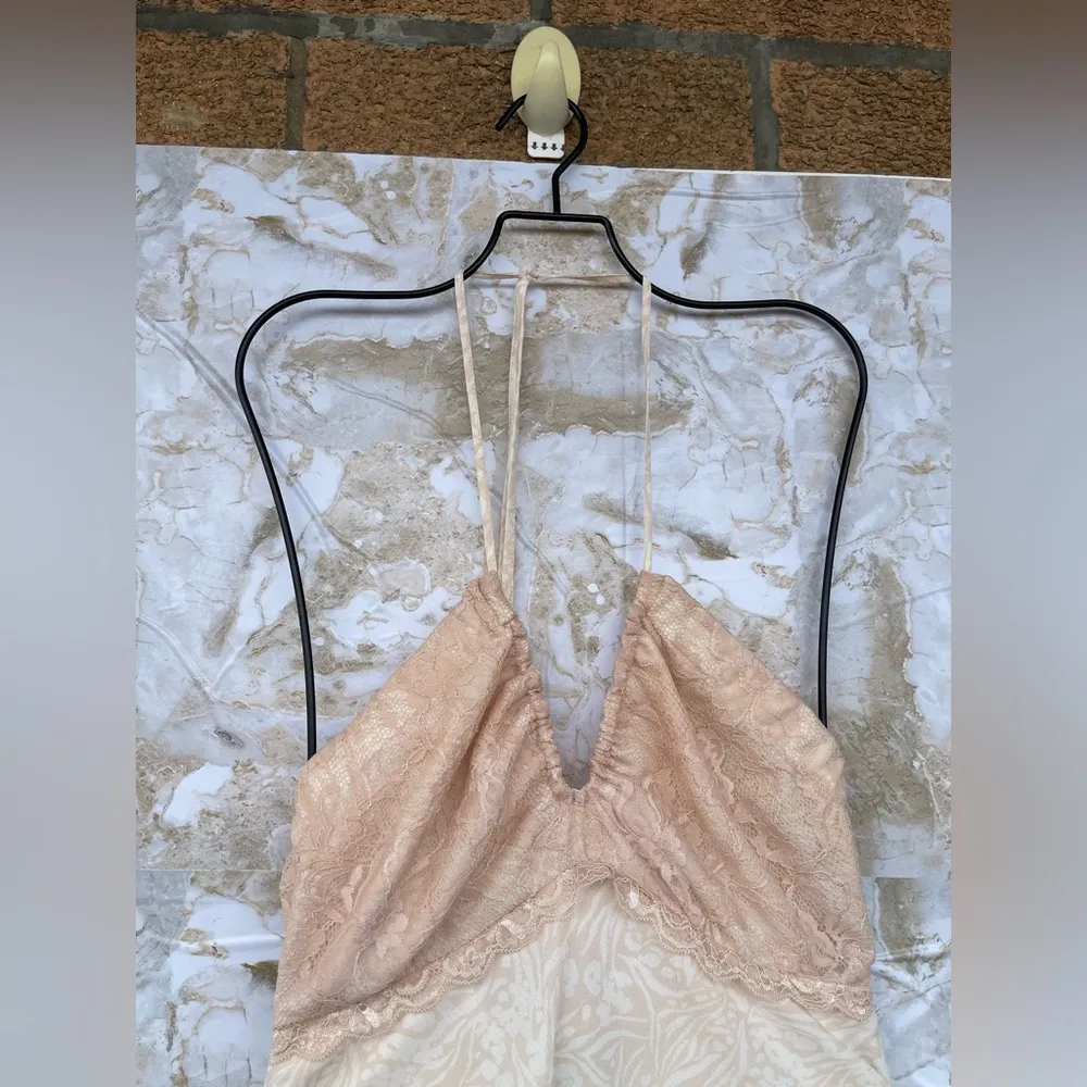 CENTRAL PARK WEST BABYDOLL HALTER NUDE LACE DRESS SIZE SMALL - Image 3