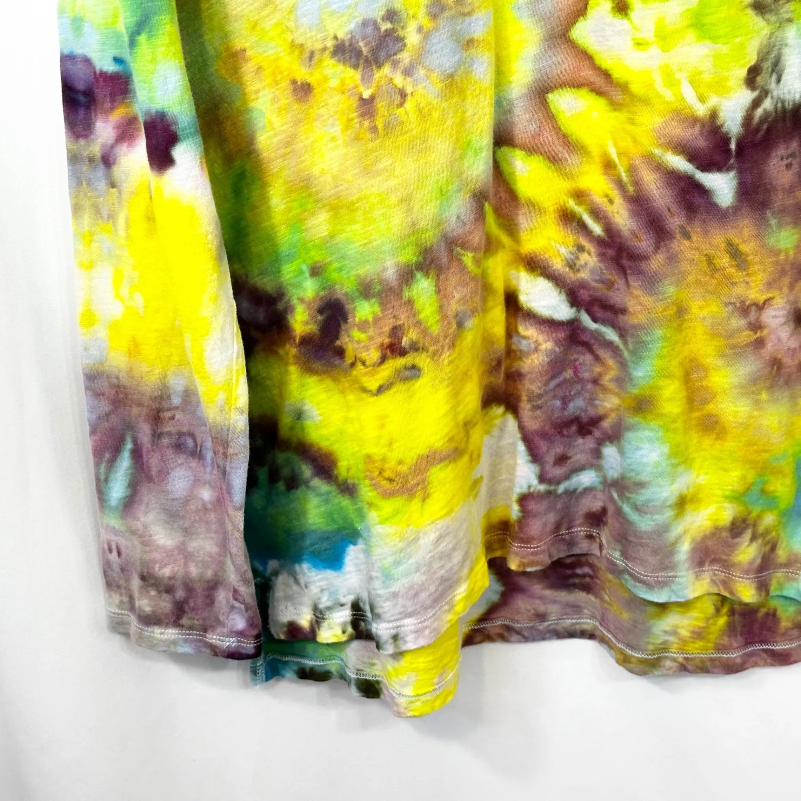 A New‎ Day Medium Top Handmade Tie Dye Long Sleeve Yellow Spiral Festival 1757 - Image 6
