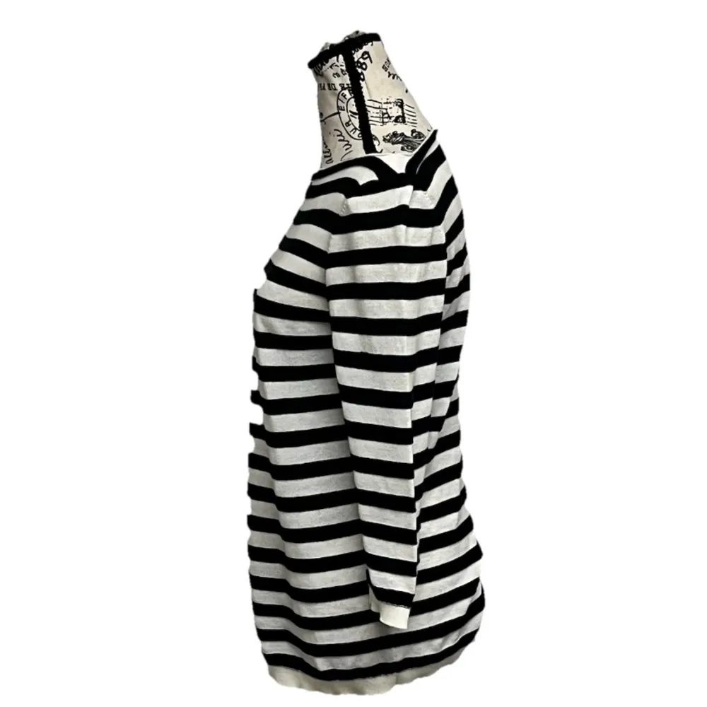 LOFT Striped Boat Neck Cotton Knit Top XS Nautical Sailor Preppy Coastal tunic - Image 4