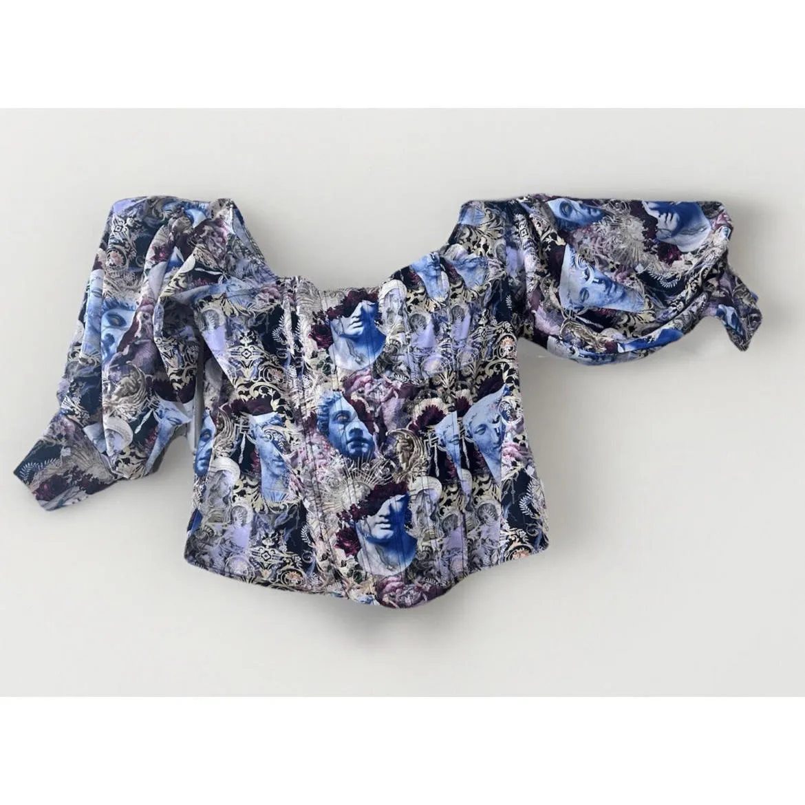 PRETTY LITTLE THING Renaissance Balloon Sleeve Corset Zip Up Top Size 1X New Tag - Image 4