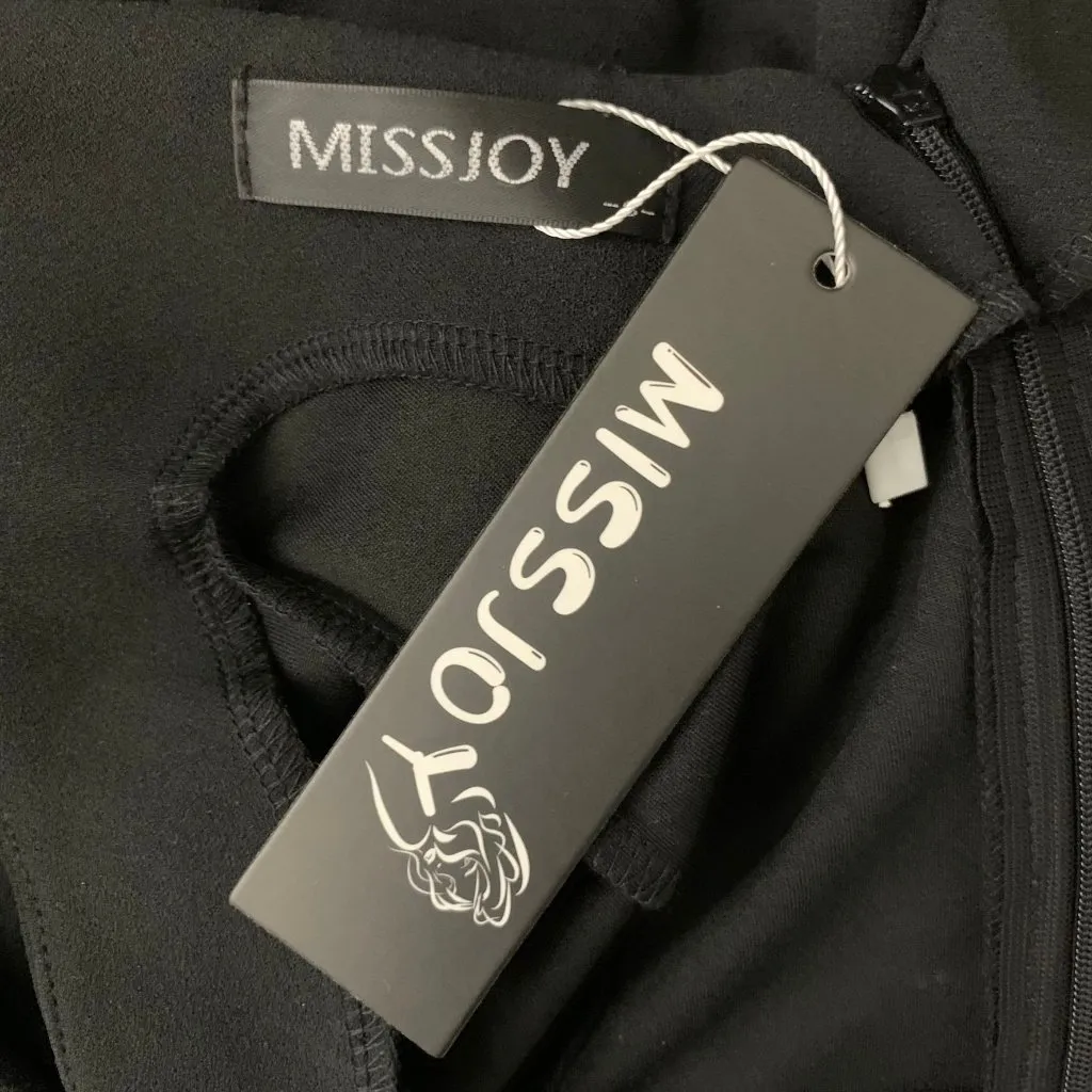 Missjoy Wrap Skirt Sheath Dress S Black V Neck Sleeveless Zip Pleated Draped Size undefined - Image 8