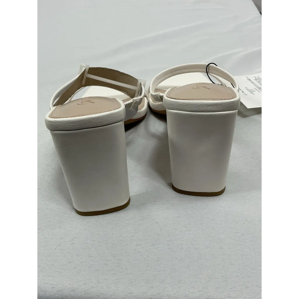 Womans The Drop Slipon Sandals 8 White Strappy Open Toe Block Heel NWT - Image 5