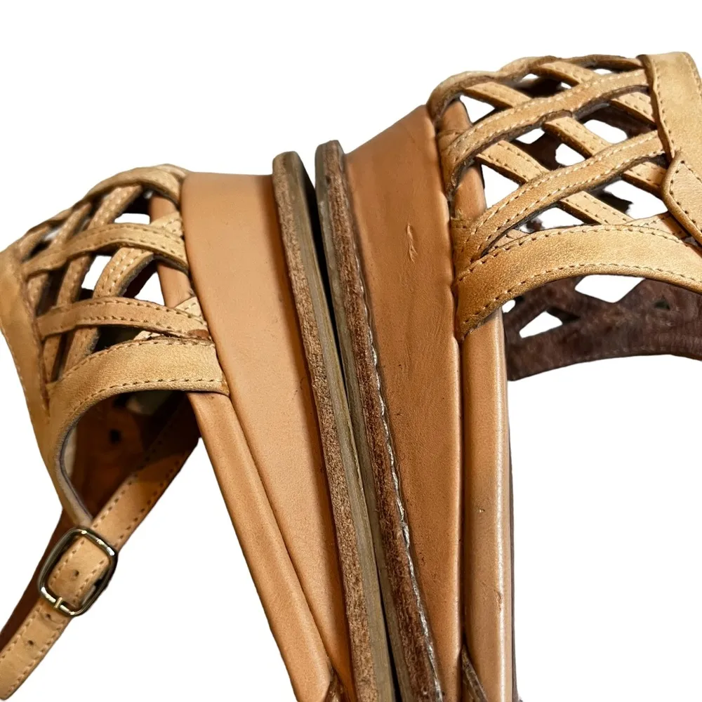 Vintage by Jeffrey Campbell Lattice Leather Wedge Sandal, Sz 8 - Image 13