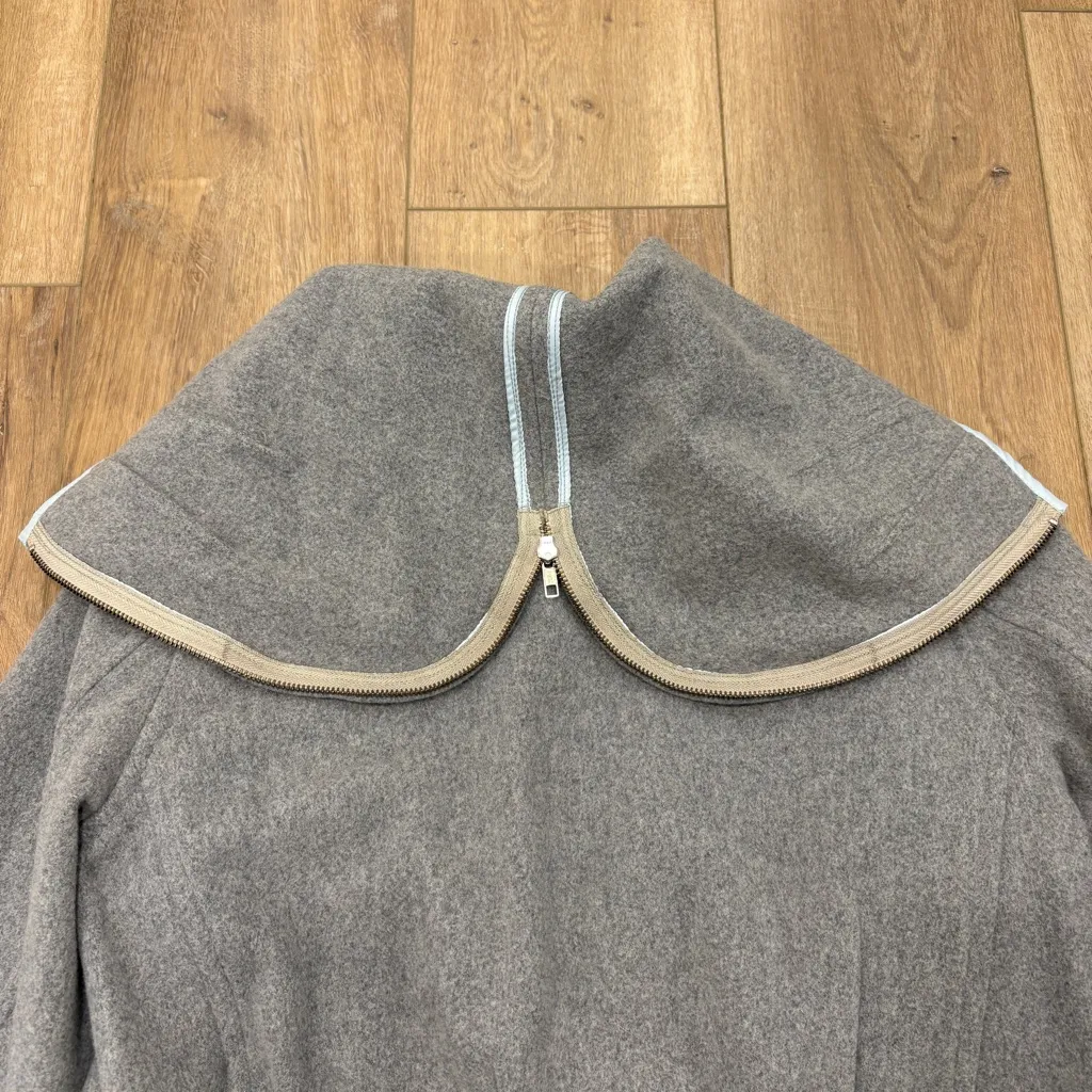 VTG! 🌟RALPH RALPH LAUREN🌟 CONVERTIABLE HOODED LAMBSWOOL ZIP UP COAT GREY SZ L - Image 9