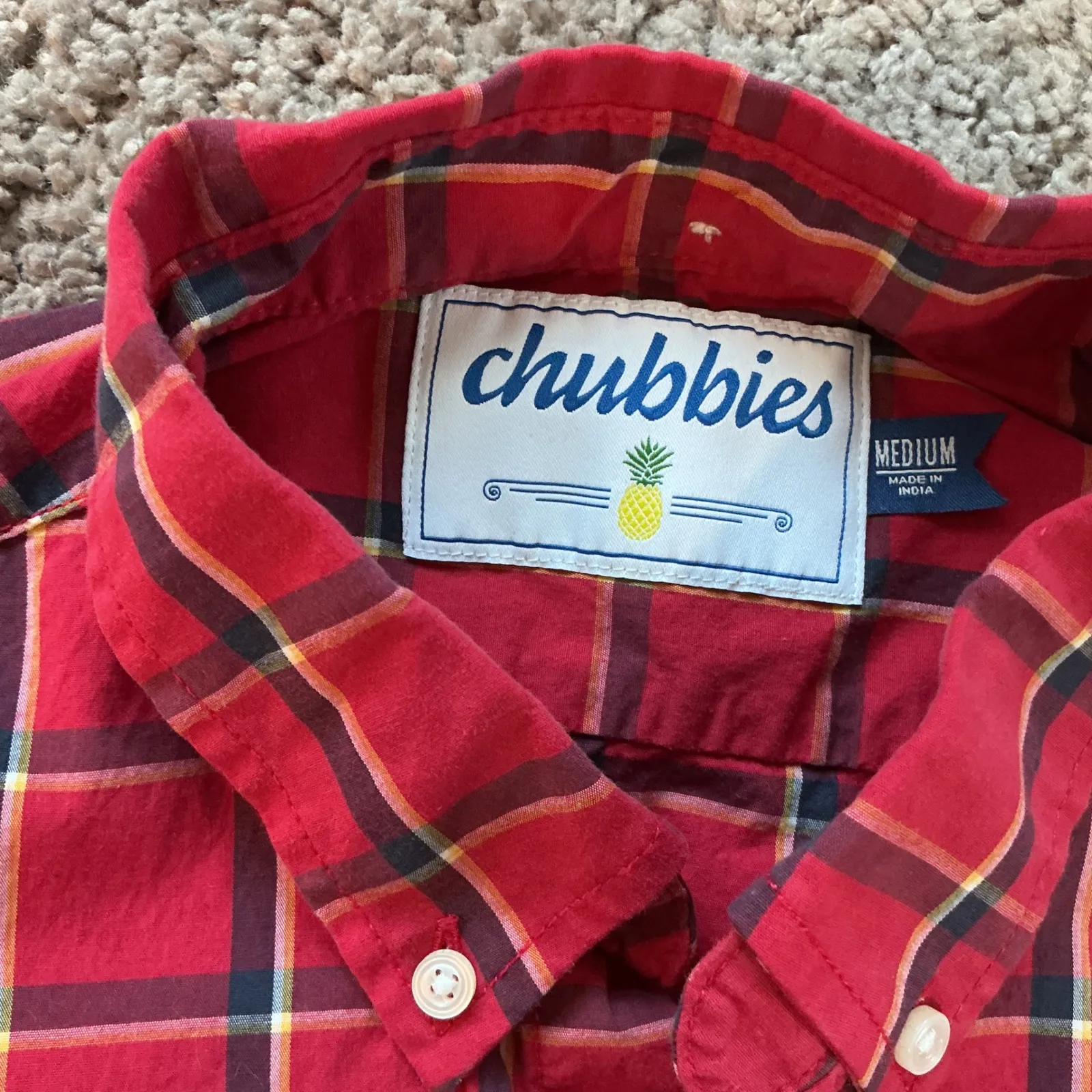 Chubbies Red Plaid Button Down Long‎ Sleeve Shirt Women's Medium - Image 4