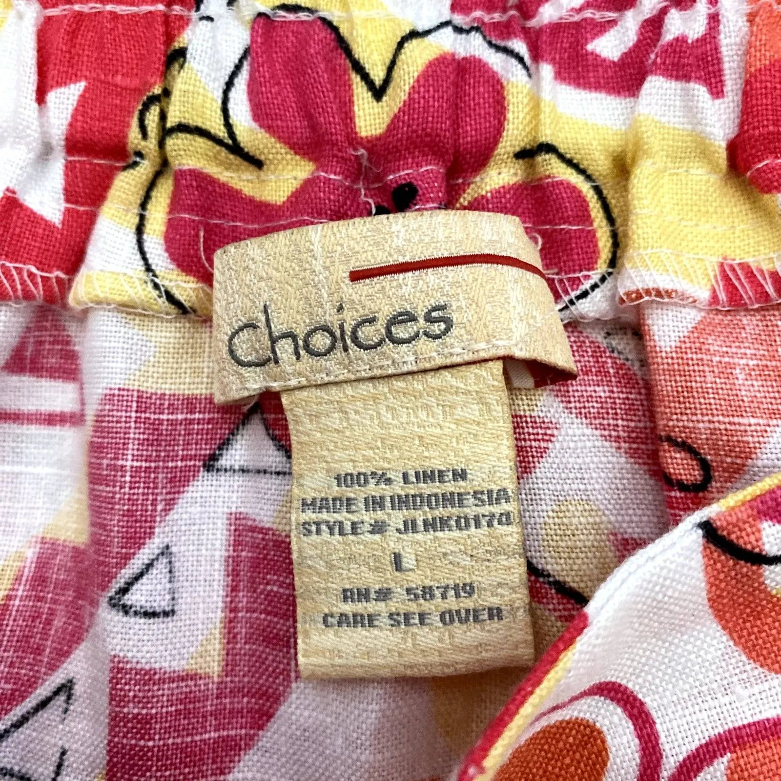 Choices Y2K 100% Linen Midi Skirt‎ Pink Yellow Floral Lagenlook Size Large - Image 5