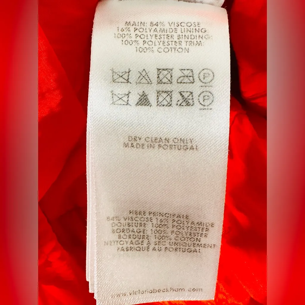 Victoria Beckham Bright Red Crinkle Parachute Drop Waist Mini Dress - Image 12