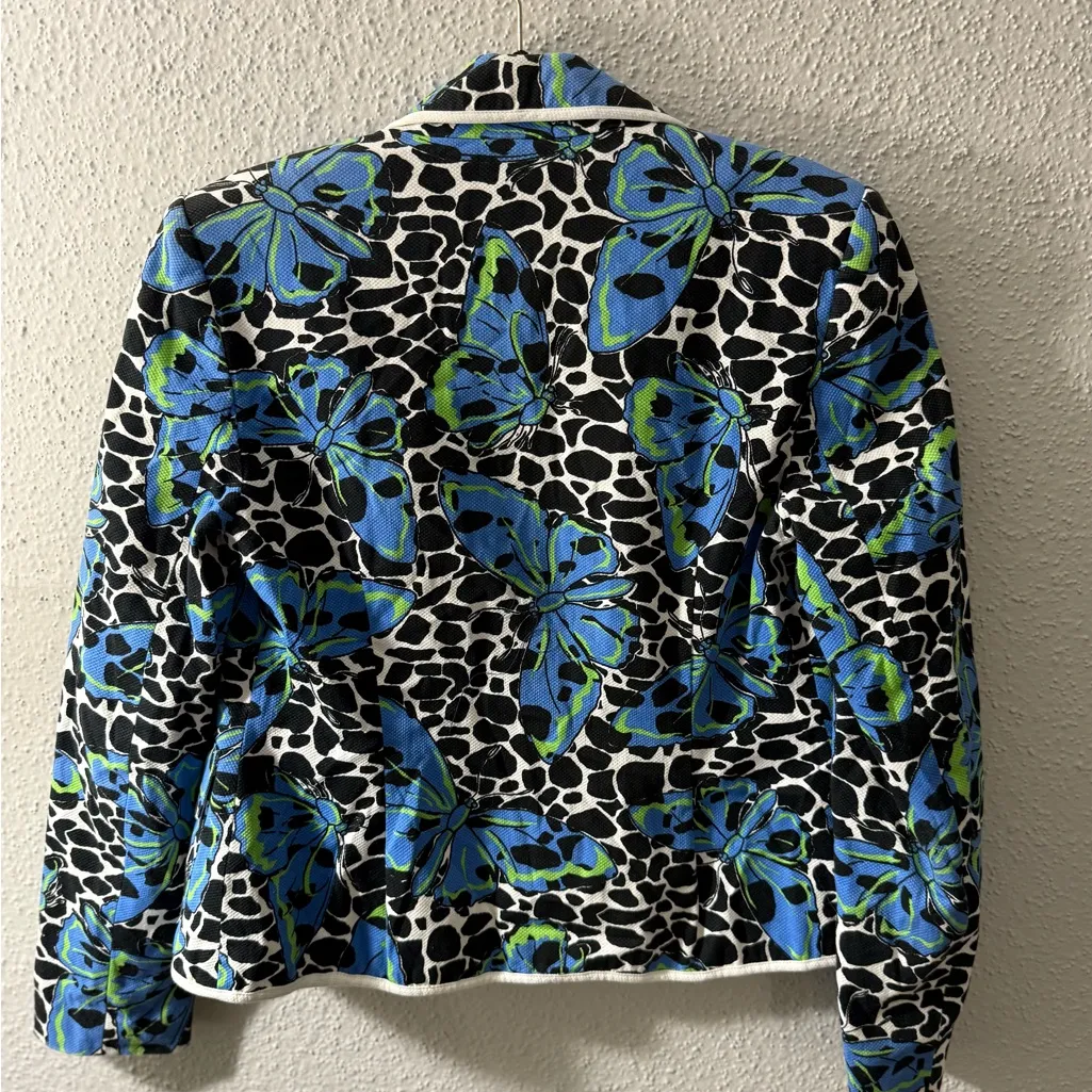 CITYSilk Vibrant Blue and Black Patterned Blazer Size 6 - Image 6