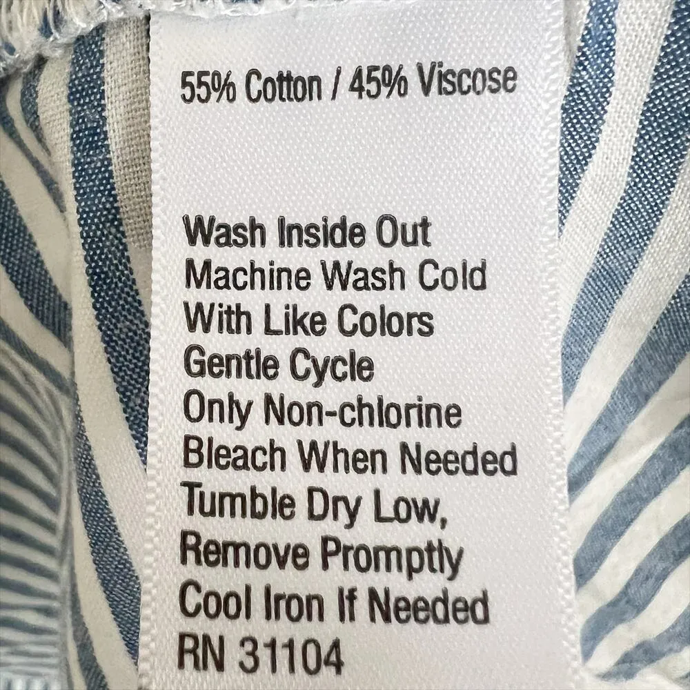 NWT True Craft Ruffled Blue & White Striped Button Front Shirt Size 1X - Image 7