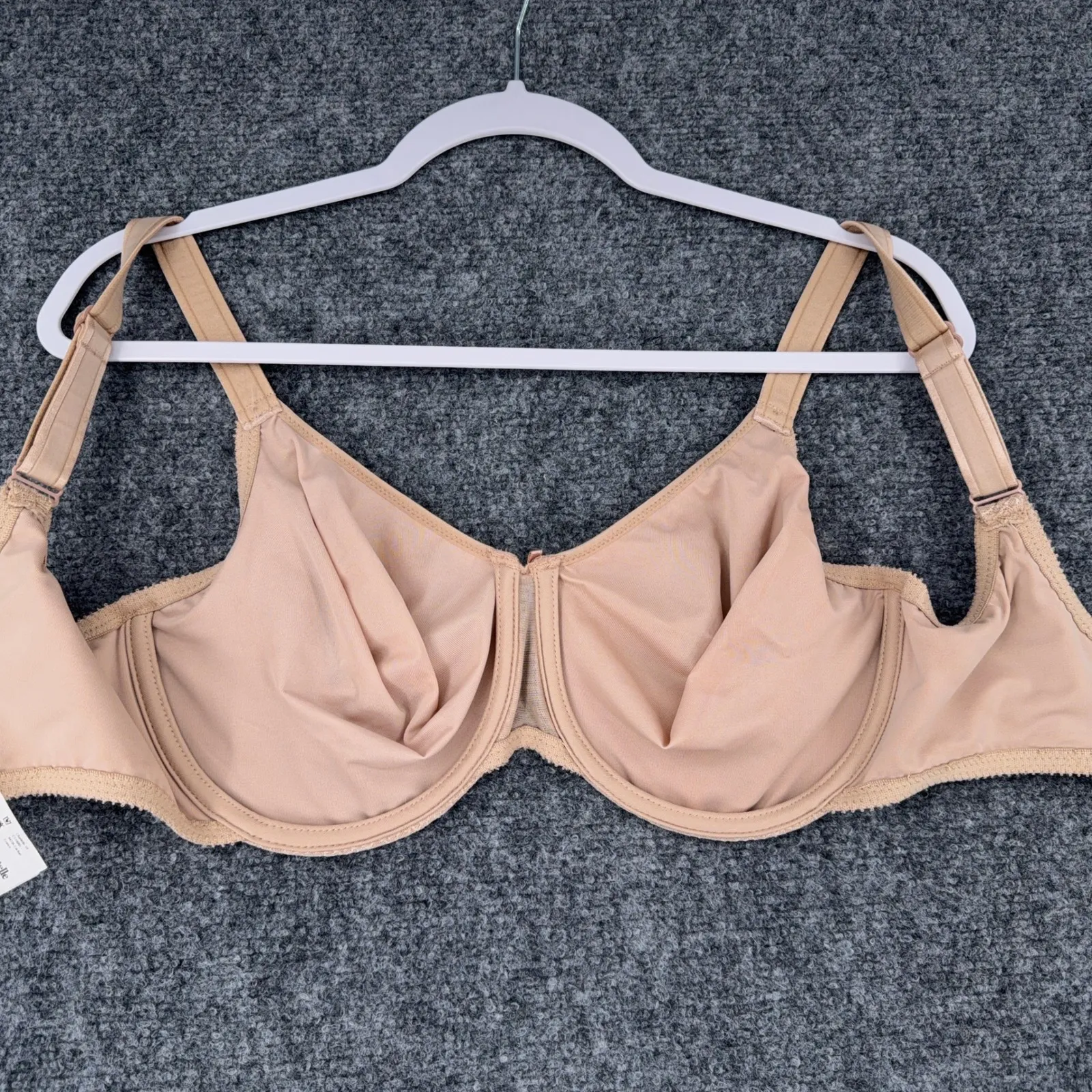 Chantelle 32H Beige Full Coverage Lace Balconette Bra Underwire Adjustable - Image 6