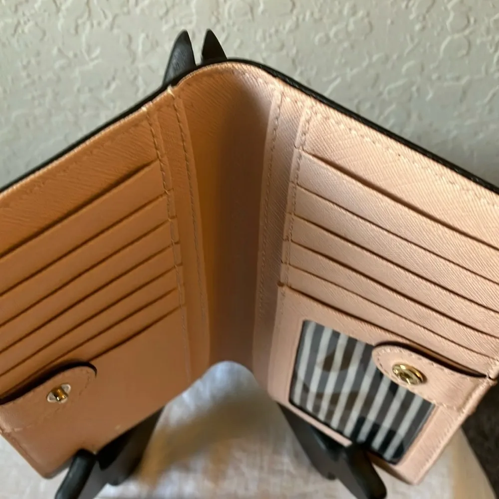 Kate Spade: Blush Pink Laurel Way Jeweled Bow Saffiano Leather Wallet- 12 slots - Image 12