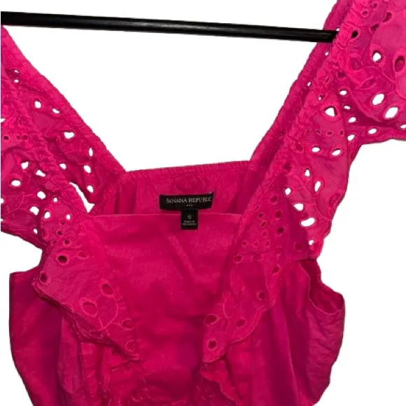 Banana Republic Fuchsia Eyelet Ruffle Blouse - Image 5