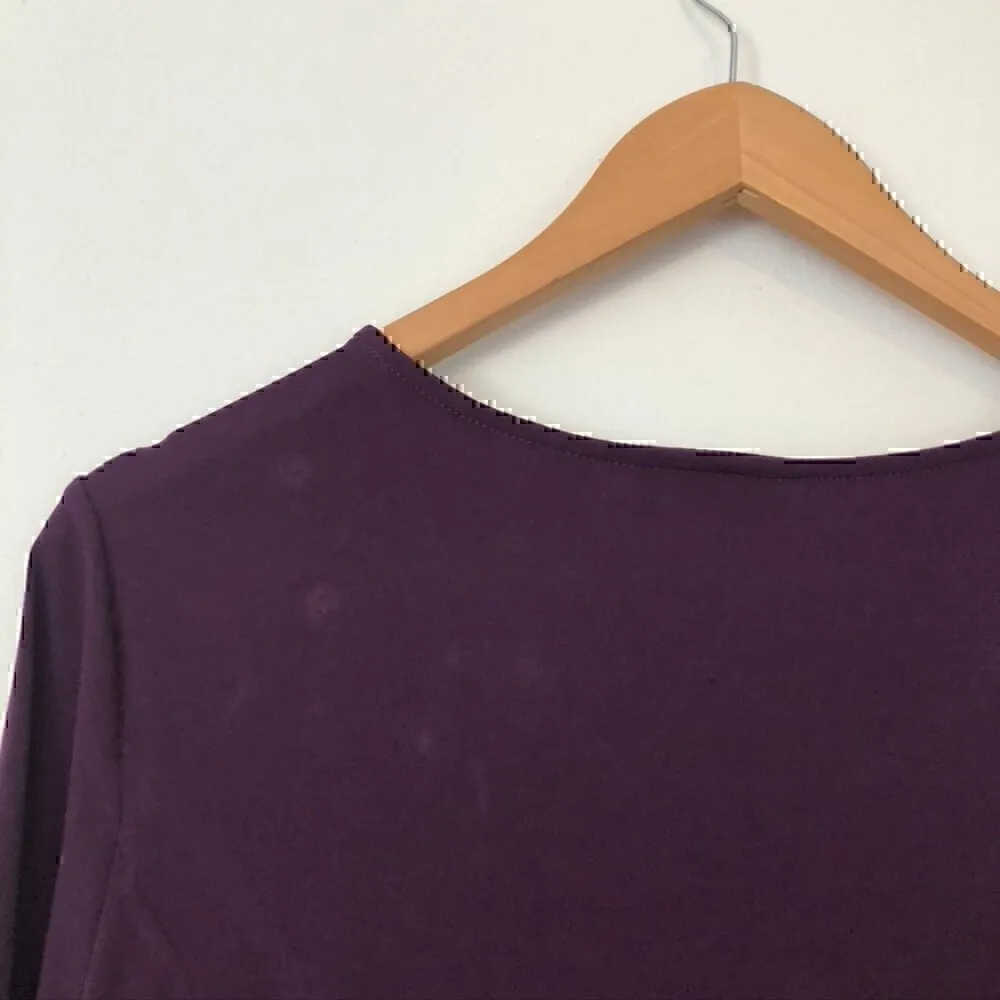 SUSAN GRAVER Artisan Liquid Knit Dress Purple Floral Beaded Embroidered Small S - Image 9